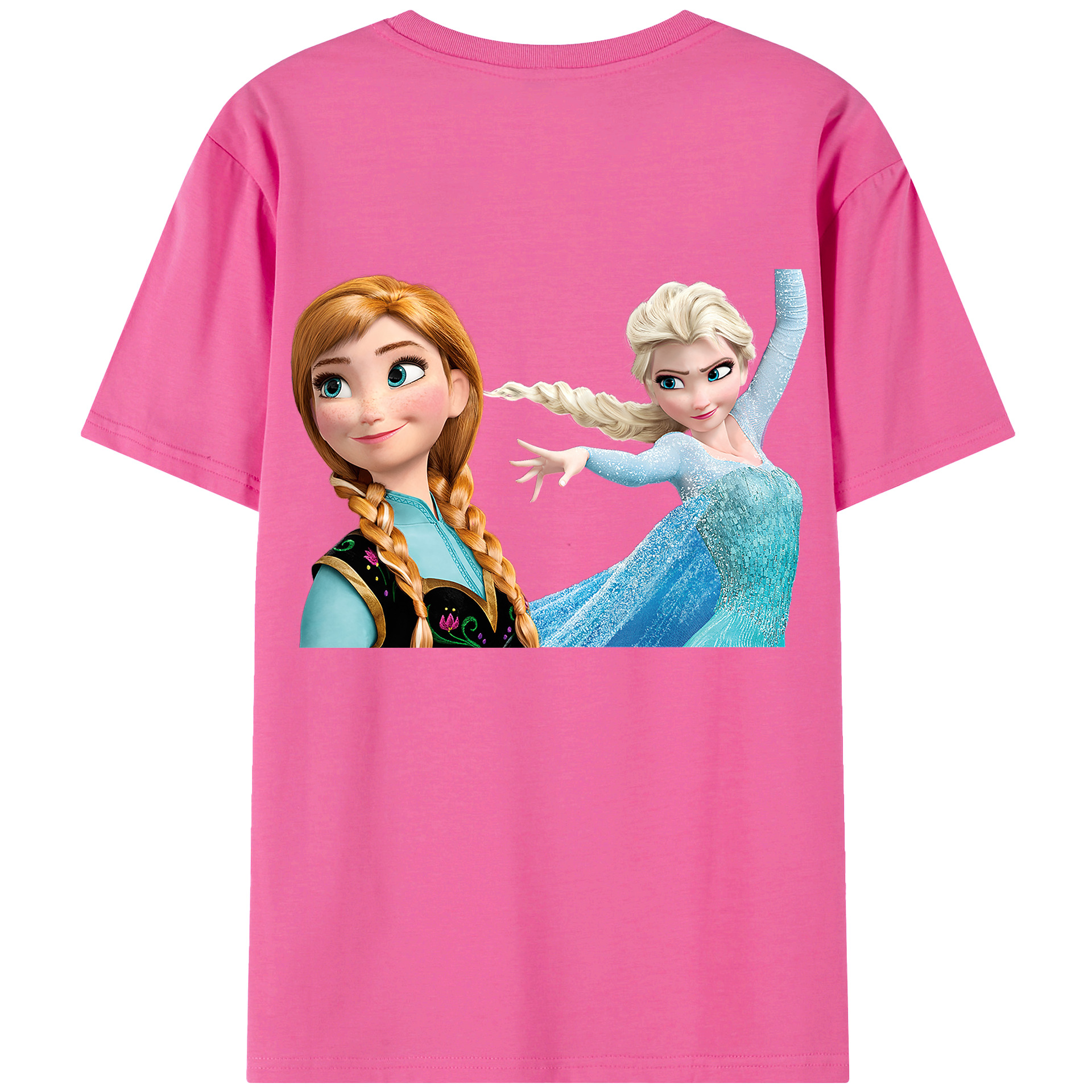 （画像用） アナと雪の女王 アンナ エルサ Frozen Anna Elsa レディース半袖Tシャツ(バックプリント)
